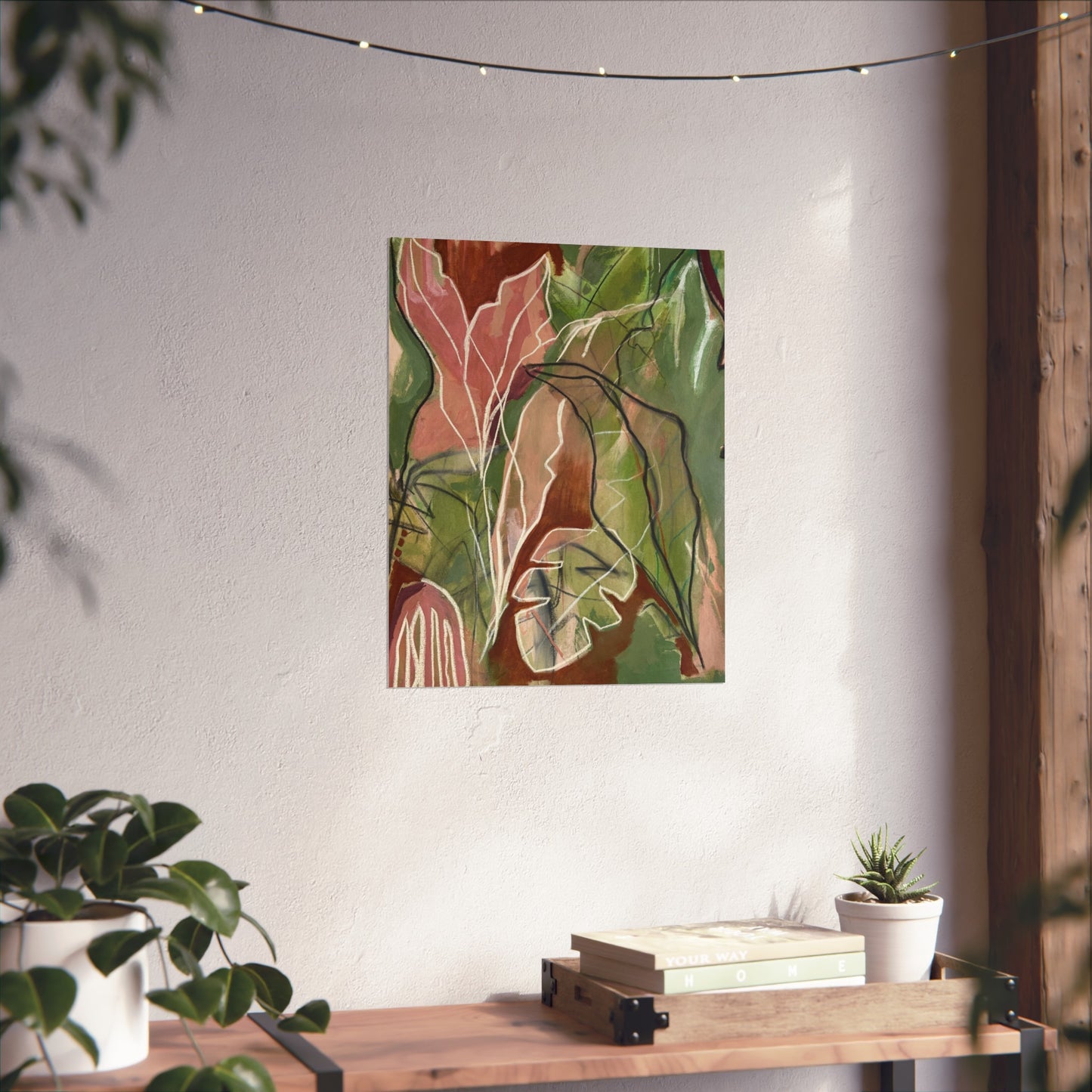 Fine Art Poster, Abstract Botanical, Green & Terracotta