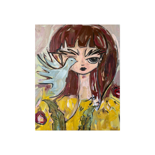 Fine Art Poster, Girl with Dove