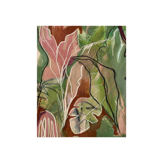 Fine Art Poster, Abstract Botanical, Green & Terracotta