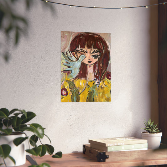 Fine Art Poster, Girl with Dove