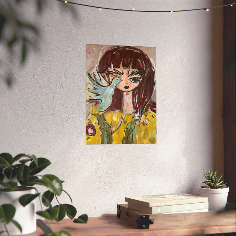 Fine Art Poster, Girl with Dove